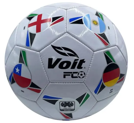 Voit Balón de Fútbol No.5 Flags, Banderas, para Entrenamiento, Cosido a Maquina